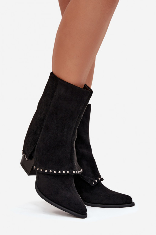 Sieviešu garie zābakiINyIniniętą CholeInką Vinceza 16516 melnas krāsas Sieviešu garie zābakiINyIniniętą CholeInką Vinceza 16516 melnas krāsas