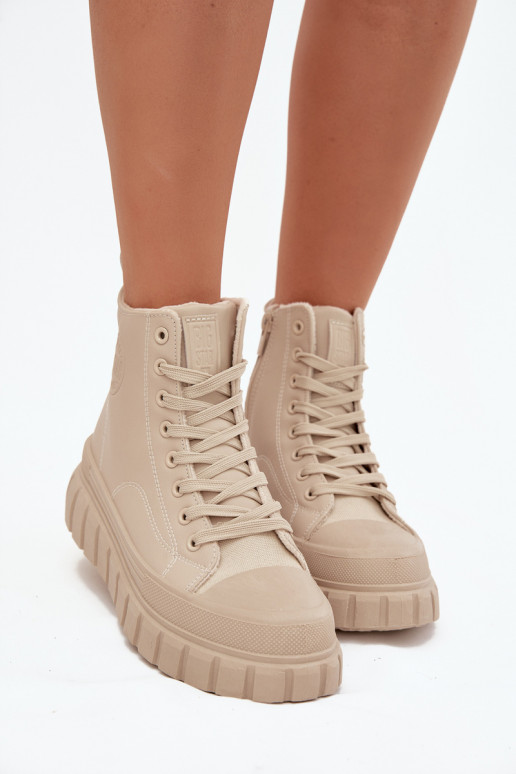 siltināti sieviešu puszābaki ar platformu no eko ādas Big Star SS274535 smilšu krāsas siltināti sieviešu puszābaki ar platformu no eko ādas Big Star SS274535 smilšu krāsas