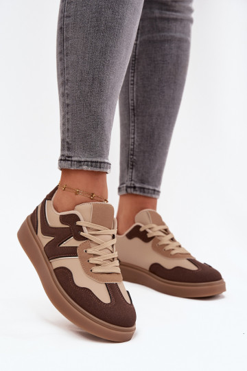 Sneakers modeļa apavi Sieviešu zemais Eko Āda brūnas krāsas Givelle 2