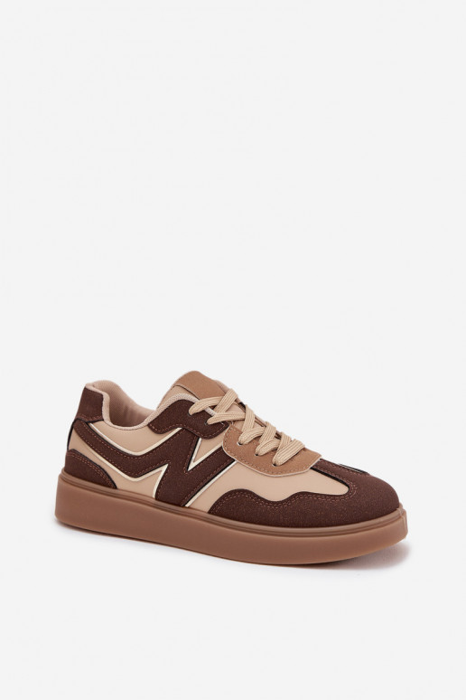 Sneakers modeļa apavi Sieviešu zemais Eko Āda brūnas krāsas Givelle Sneakers modeļa apavi Sieviešu zemais Eko Āda brūnas krāsas Givelle