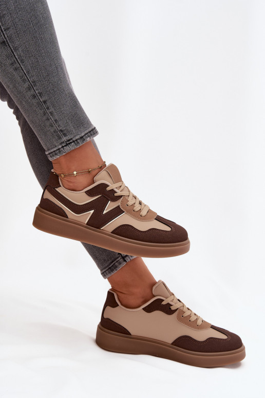 Sneakers modeļa apavi Sieviešu zemais Eko Āda brūnas krāsas Givelle Sneakers modeļa apavi Sieviešu zemais Eko Āda brūnas krāsas Givelle