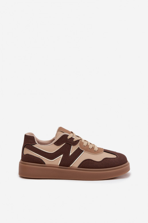 Sneakers modeļa apavi Sieviešu zemais Eko Āda brūnas krāsas Givelle Sneakers modeļa apavi Sieviešu zemais Eko Āda brūnas krāsas Givelle