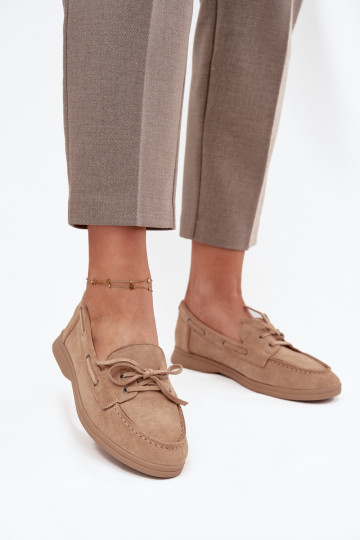 apavi Mokasīni Sieviešu dzīvoklis ar stilīgām detaļām smilšu krāsas Zalina 2