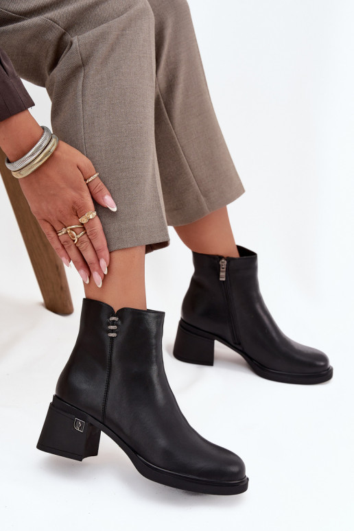 Āda siltināti Sieviešu puszābaki Klockā Vinceza 91159 melnas krāsas Āda siltināti Sieviešu puszābaki Klockā Vinceza 91159 melnas krāsas