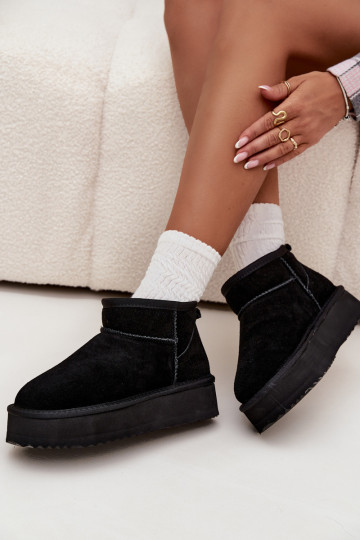 zamšādas sniega apavi Sieviešu ar platformu Vinceza 97962 melnas krāsas