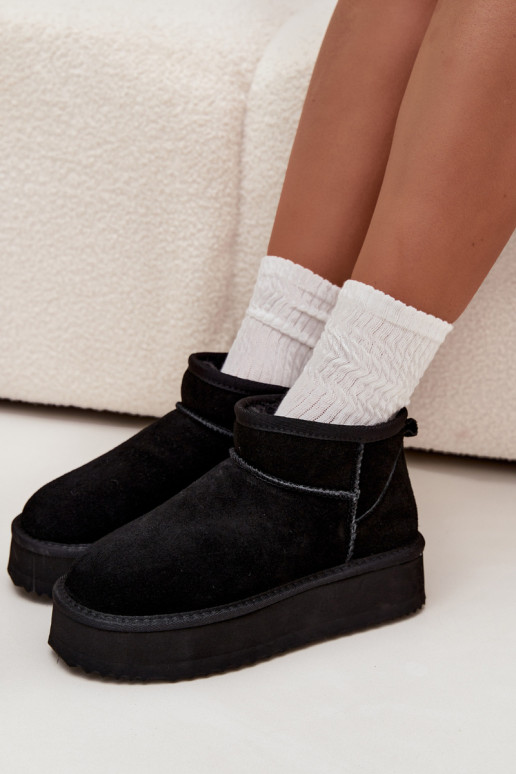 zamšādas sniega apavi Sieviešu ar platformu Vinceza 97962 melnas krāsas