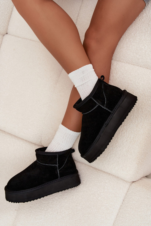 zamšādas sniega apavi Sieviešu ar platformu Vinceza 97962 melnas krāsas