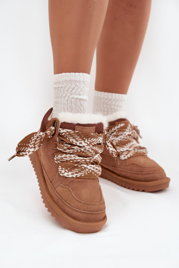 zamšādas sniega apavi Sieviešu ar kažokādu I Grubym Šņorēšanam Vinceza 97963 brūnas krāsas 2