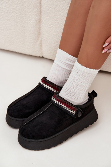 sniega apavi Sieviešu zemaisRuchomym Svītrasem I Haftem ar platformu melnas krāsas Lyrisse