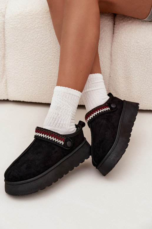 sniega apavi Sieviešu zemaisRuchomym Svītrasem I Haftem ar platformu melnas krāsas Lyrisse