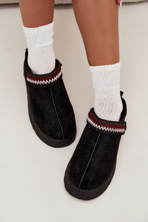 sniega apavi Sieviešu zemaisRuchomym Svītrasem I Haftem ar platformu melnas krāsas Lyrisse