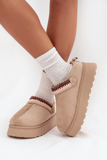 sniega apavi Sieviešu zemaisRuchomym Svītrasem I Haftem ar platformu Ziloņkaula krāsas Lyrisse