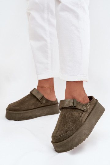 sniega apavi Sieviešu ar platformuar lipīgām aizdarēmem haki krāsas Jorielle 2