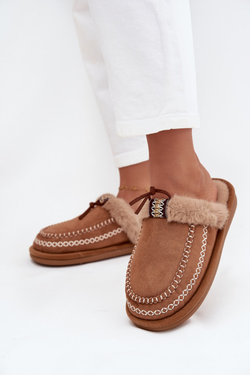 Čības Sieviešu ar kažokādu I Haftem brūnas krāsas Perivelle