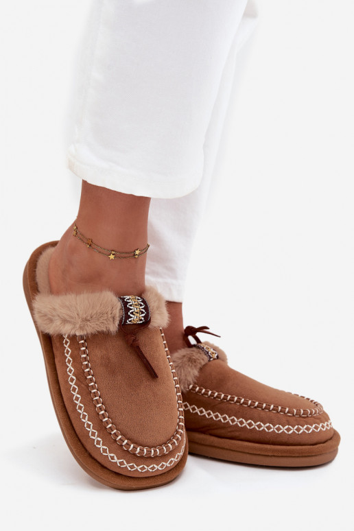 Čības Sieviešu ar kažokādu I Haftem brūnas krāsas Perivelle