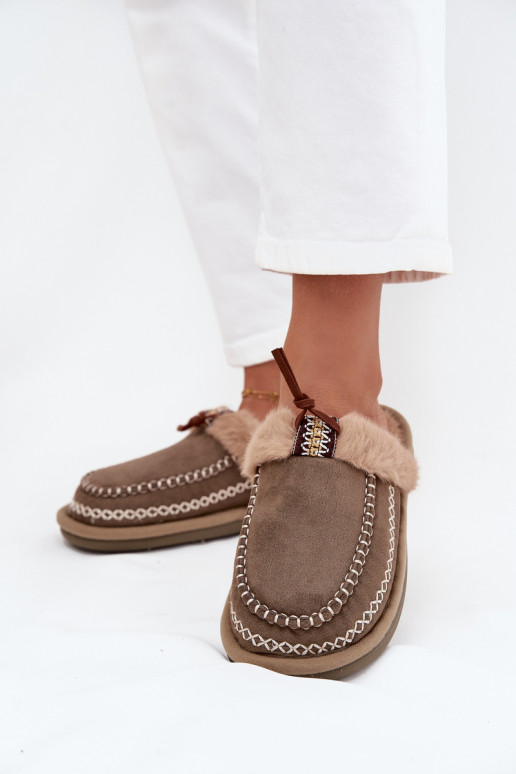 Čības Sieviešu ar kažokādu I Haftem Zaļas krāsas Perivelle