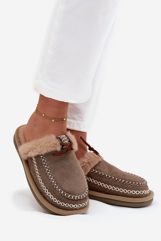 Čības Sieviešu ar kažokādu I Haftem Zaļas krāsas Perivelle