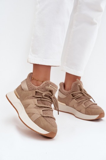 siltināti Sneakers modeļa apavi Sieviešu ar platformu smilšu krāsas Juvira