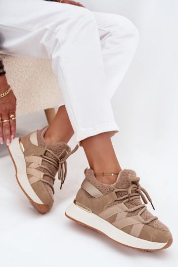 siltināti Sneakers modeļa apavi Sieviešu ar platformu smilšu krāsas Juvira 2