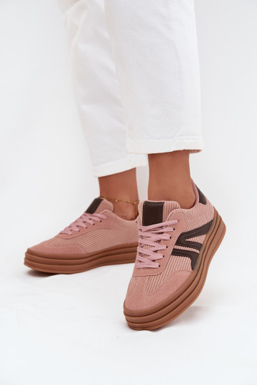 Velvets Sneakers modeļa apavi Sieviešu ar platformu Rozā krāsas Skye 2