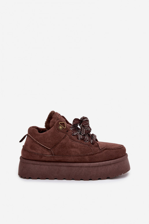 šņorējami sniega apavi Sieviešu ar platformu siltināti ar kažokādu brūnas krāsas Tavelle