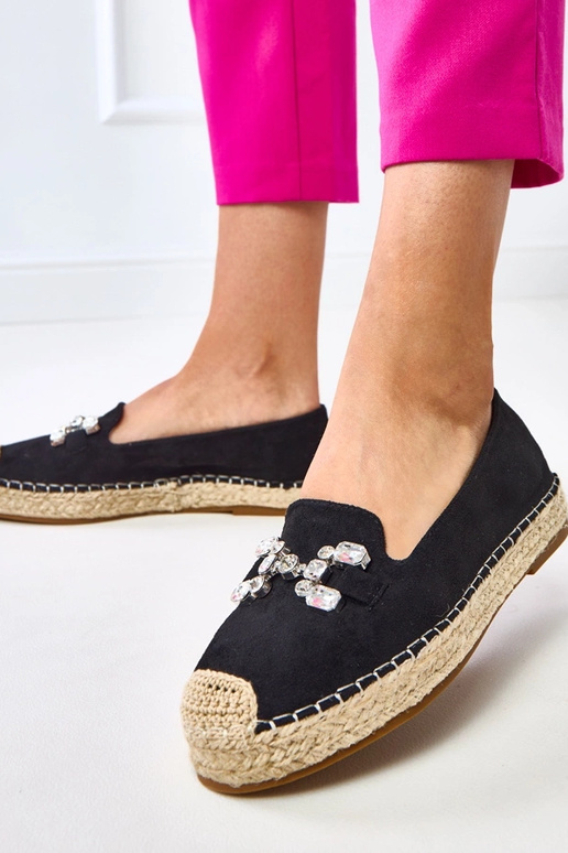 Melnas espadrilles ar Marlein akmeņiem Melnas espadrilles ar Marlein akmeņiem