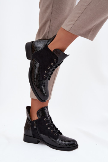 Laque Sieviešu puszābaki Ar greznu Tłoczeniem siltināti Vinceza 16477 melnas krāsas