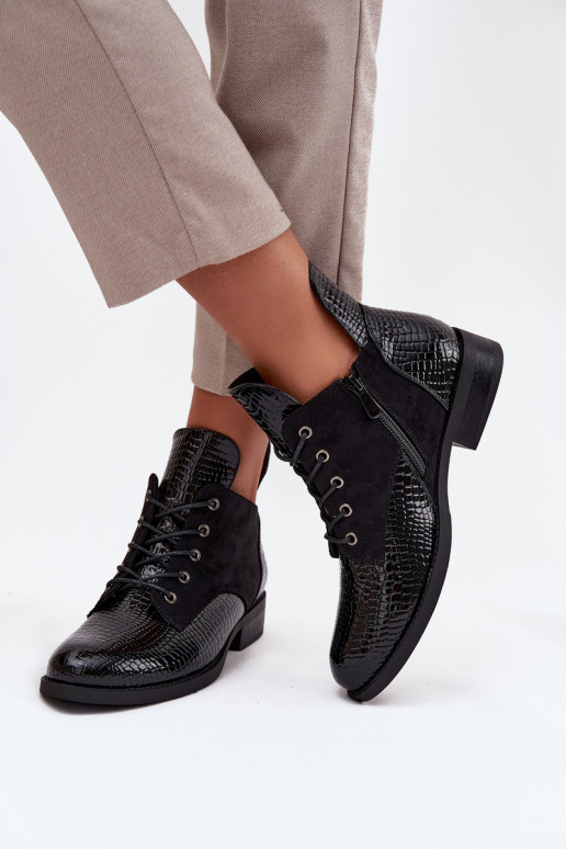 Laque Sieviešu puszābaki Ar greznu Tłoczeniem siltināti Vinceza 16477 melnas krāsas