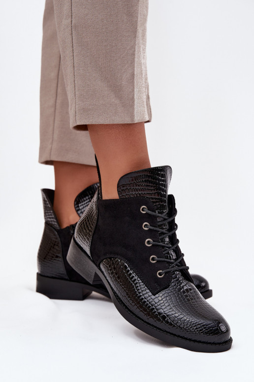 Laque Sieviešu puszābaki Ar greznu Tłoczeniem siltināti Vinceza 16477 melnas krāsas