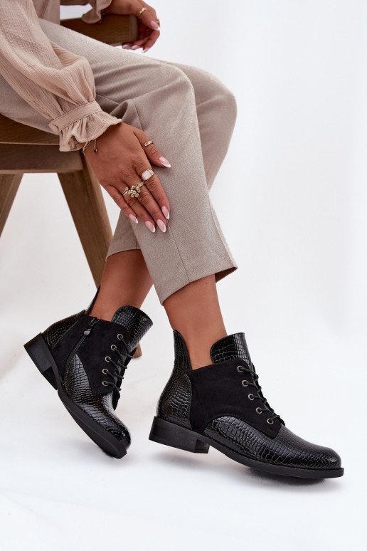 Laque Sieviešu puszābaki Ar greznu Tłoczeniem siltināti Vinceza 16477 melnas krāsas