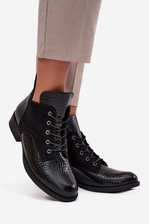 Laque Sieviešu puszābaki Ar greznu Tłoczeniem siltināti Vinceza 16477 melnas krāsas