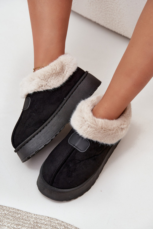 sniega apavi Sieviešu ar platformu ar kažokādu melnas krāsas Calyra