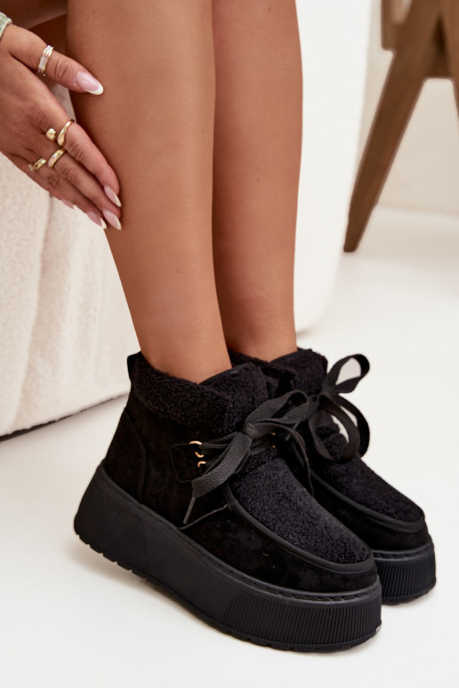 sniega apavi Sieviešu ar platformu ar kažokādu melnas krāsas Florivelle sniega apavi Sieviešu ar platformu ar kažokādu melnas krāsas Florivelle