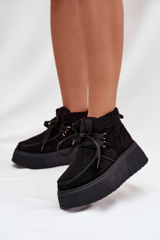 sniega apavi Sieviešu ar platformu ar kažokādu melnas krāsas Florivelle sniega apavi Sieviešu ar platformu ar kažokādu melnas krāsas Florivelle