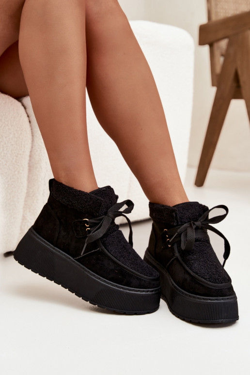 sniega apavi Sieviešu ar platformu ar kažokādu melnas krāsas Florivelle sniega apavi Sieviešu ar platformu ar kažokādu melnas krāsas Florivelle