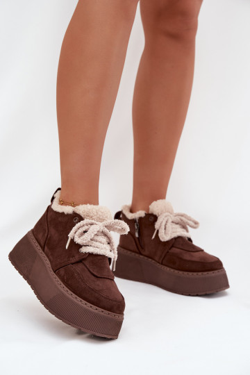 sniega apavi Sieviešu ar platformu ar kažokādu Typu Baranek brūnas krāsas Luma 2