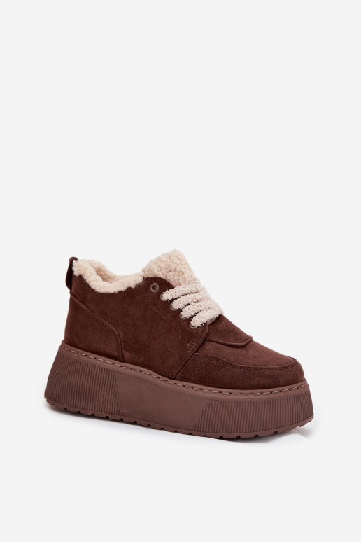 sniega apavi Sieviešu ar platformu ar kažokādu Typu Baranek brūnas krāsas Luma