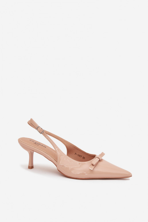 Laque Kurpes ar papēdi ar bantītēm Nude Olvena Laque Kurpes ar papēdi ar bantītēm Nude Olvena