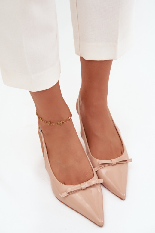 Laque Kurpes ar papēdi ar bantītēm Nude Olvena Laque Kurpes ar papēdi ar bantītēm Nude Olvena