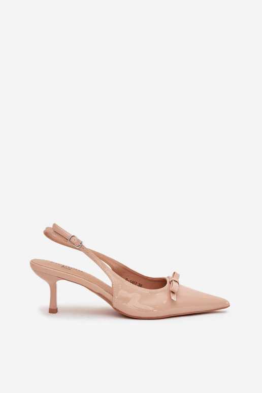 Laque Kurpes ar papēdi ar bantītēm Nude Olvena Laque Kurpes ar papēdi ar bantītēm Nude Olvena