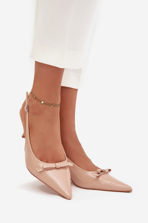 Laque Kurpes ar papēdi ar bantītēm Nude Olvena Laque Kurpes ar papēdi ar bantītēm Nude Olvena