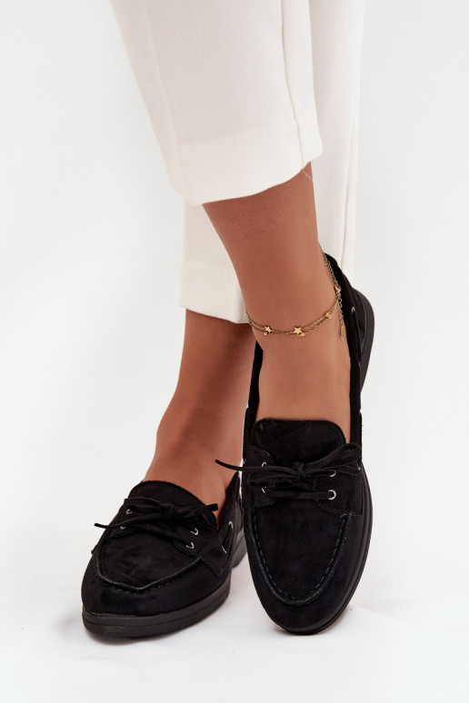 apavi Mokasīni Sieviešu dzīvoklis ar stilīgām detaļām melnas krāsas Zalina