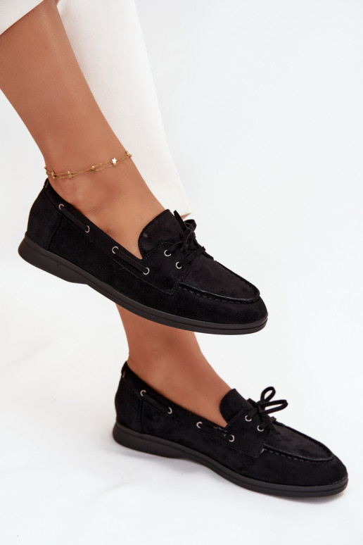 apavi Mokasīni Sieviešu dzīvoklis ar stilīgām detaļām melnas krāsas Zalina