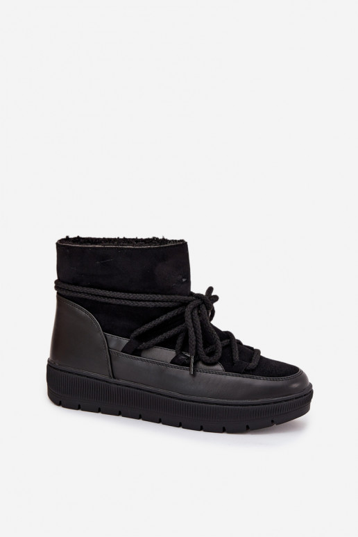 sniega apavi Sieviešu ar stilīgām detaļām melnas krāsas Rebekah