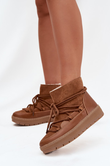 sniega apavi Sieviešu ar stilīgām detaļām brūnas krāsas Rebekah 2