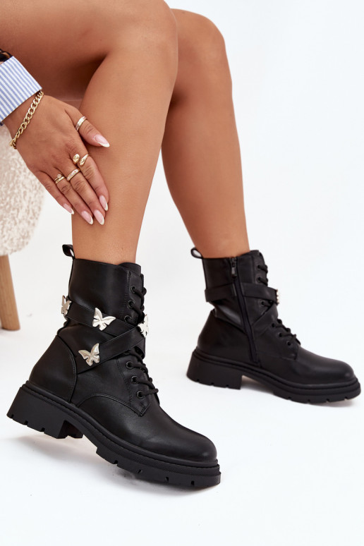 siltināti zābaki ar siksniņām I Sudraba krāsasmi Przypinkami melnas krāsas Kaelina