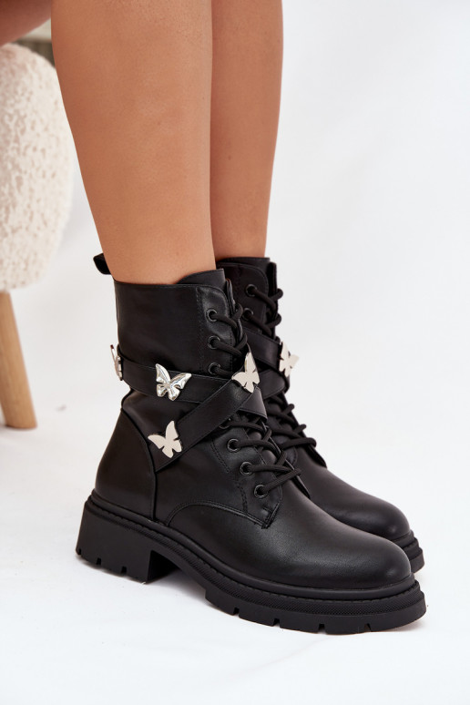 siltināti zābaki ar siksniņām I Sudraba krāsasmi Przypinkami melnas krāsas Kaelina