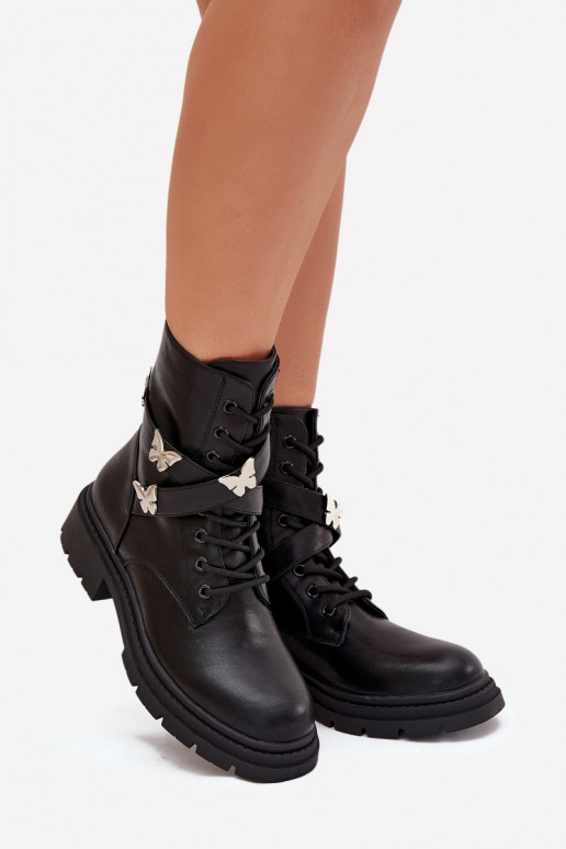 siltināti zābaki ar siksniņām I Sudraba krāsasmi Przypinkami melnas krāsas Kaelina