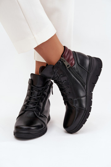 Āda Sieviešu puszābaki Uz Ķīļa siltināti Vinceza 39963 melnas krāsas