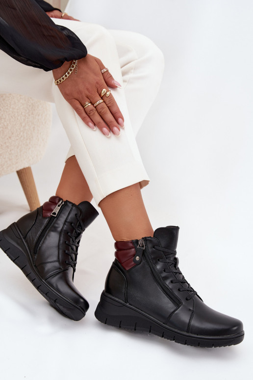 Āda Sieviešu puszābaki Uz Ķīļa siltināti Vinceza 39963 melnas krāsas